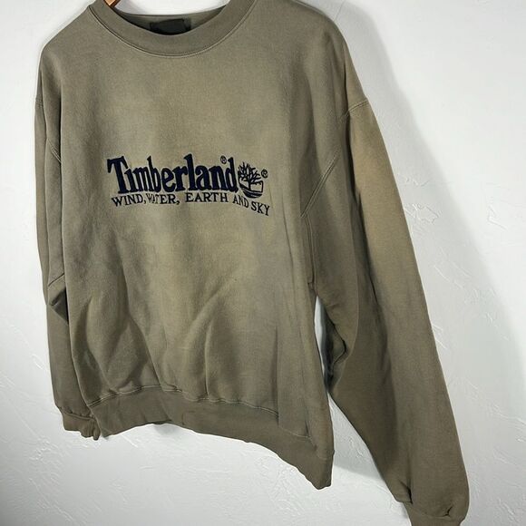 π₯π₯ True Vintage TIMBERLAND Embroidered Stitched Crewneck Sweatshirt Men Sz Lg - Picture 3 of 14
